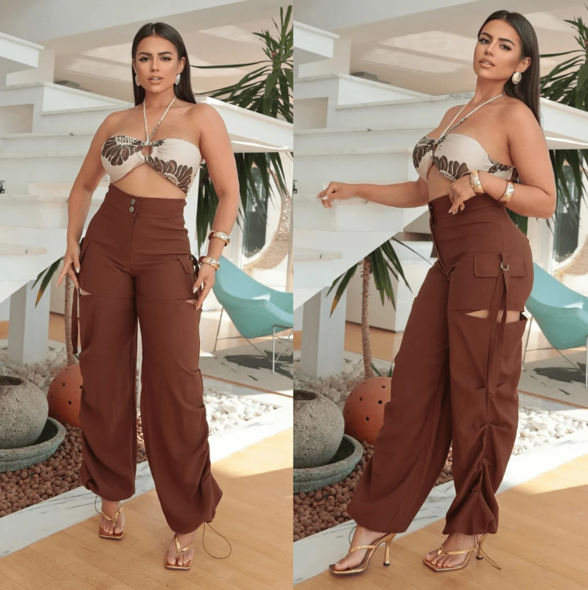 Calça Cargo com Abertura Lateral