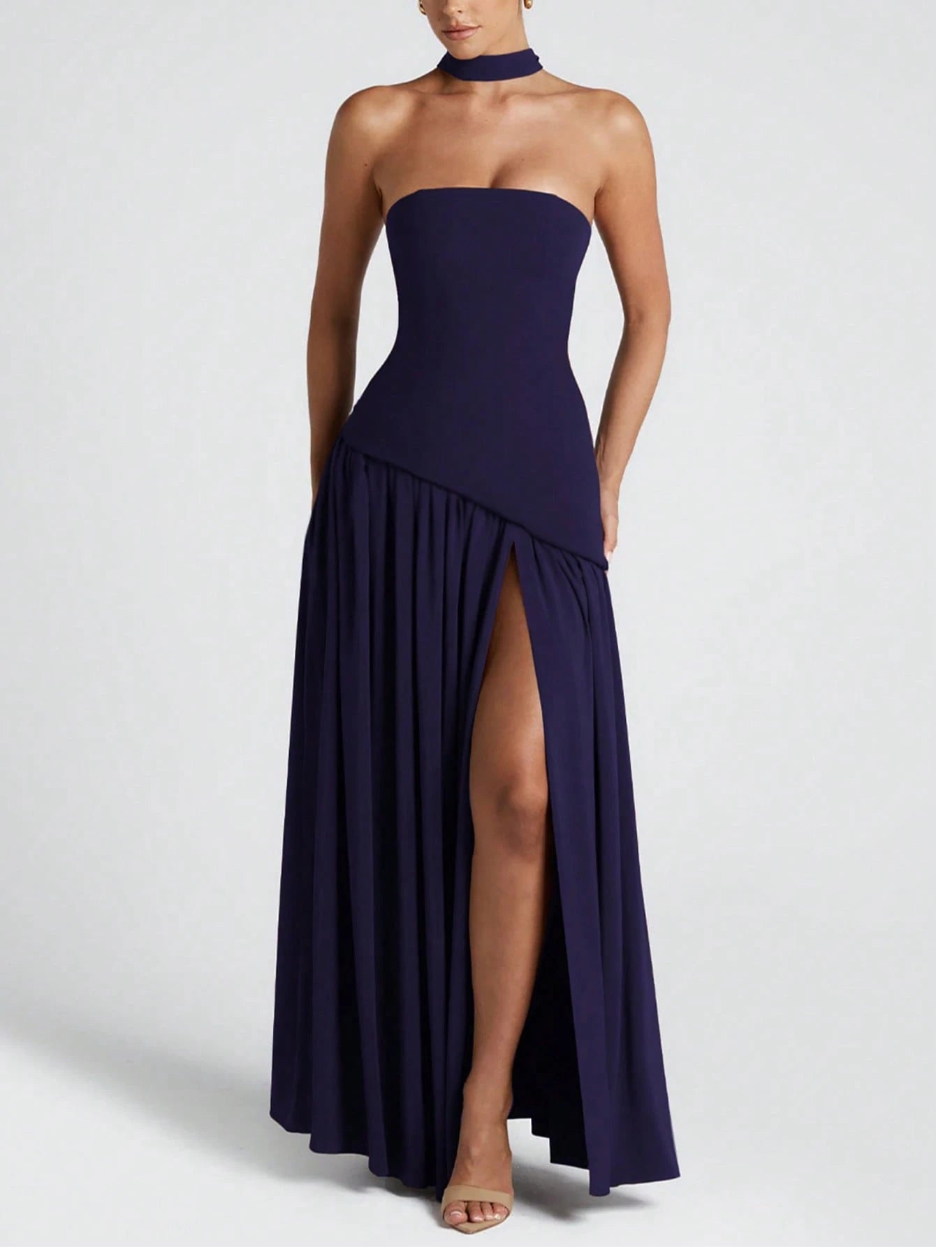 Vestido Midi Bodycon de Gola Alta - Kim