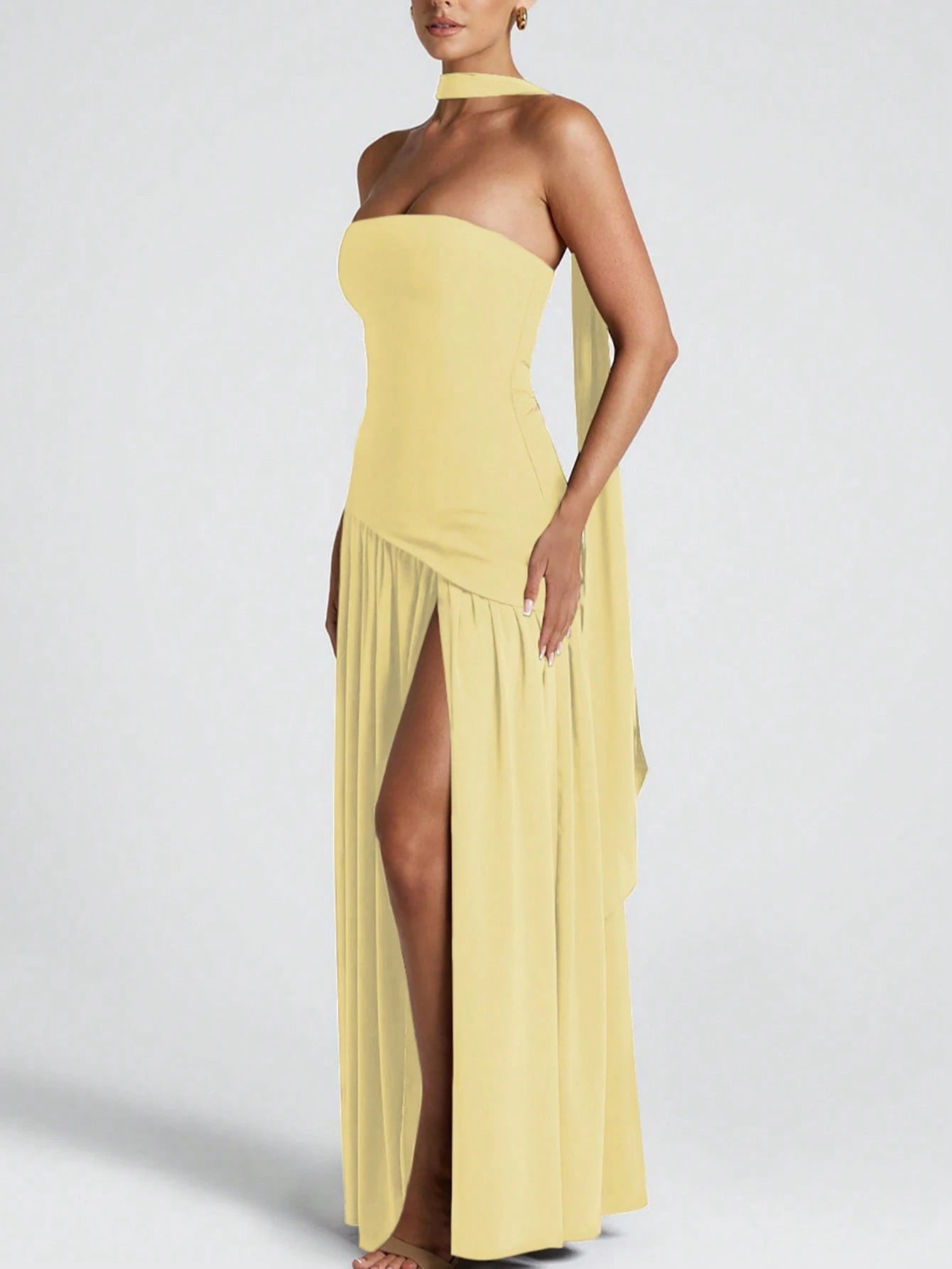 Vestido Midi Bodycon de Gola Alta - Kim