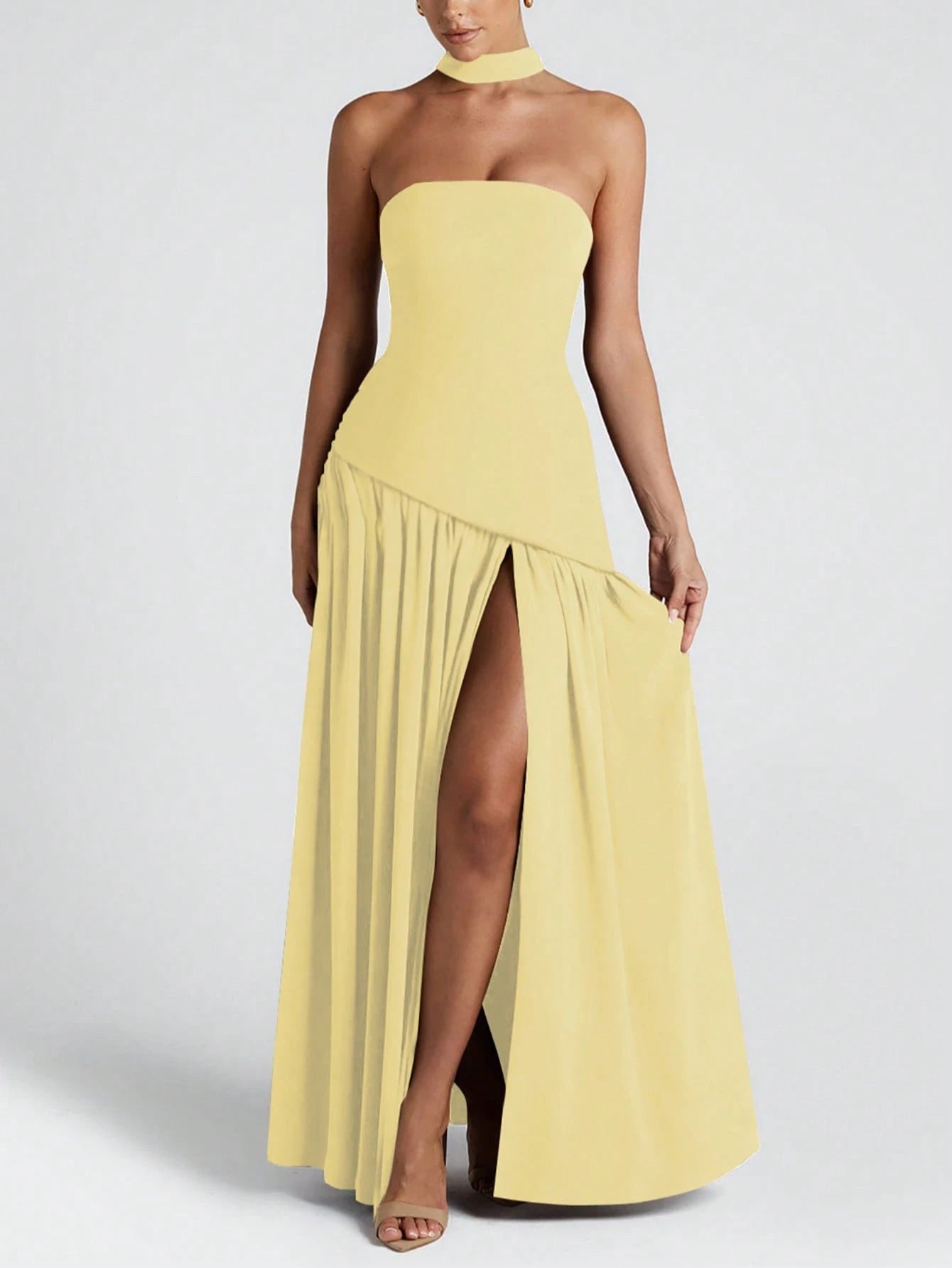 Vestido Midi Bodycon de Gola Alta - Kim