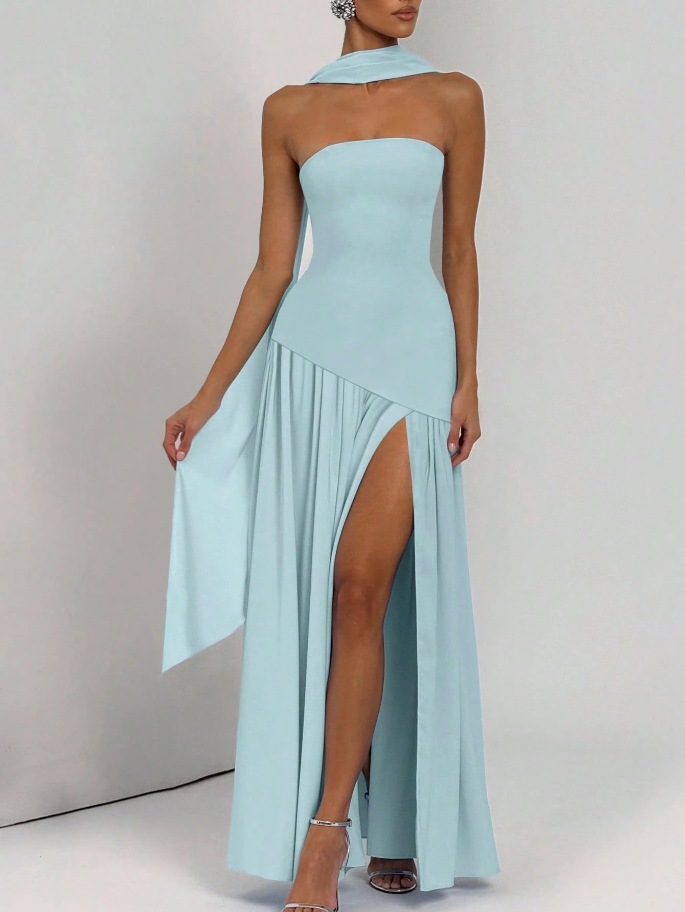 Vestido Midi Bodycon de Gola Alta - Kim