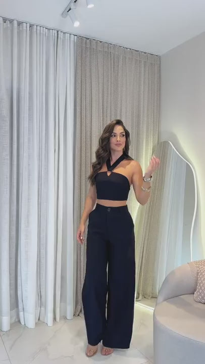 Conjunto Marrant Elegance – Cropped & Pantalona de Alfaiataria